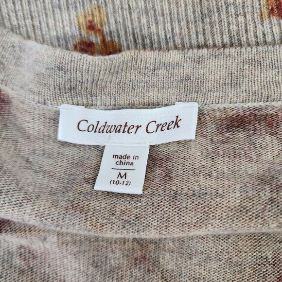 Coldwater Creek Cardigan Sweater Medium Wool Cashmere Rabbit Blend Button Floral - Picture 7 of 9